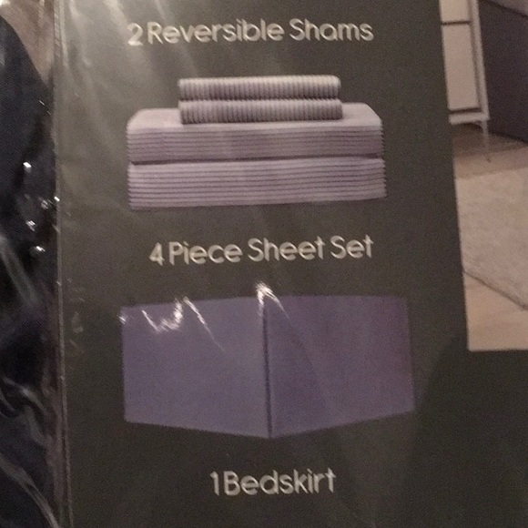 Full size blue/gray/tan reversible 8-piece bedding set/comforter - Picture 3 of 6